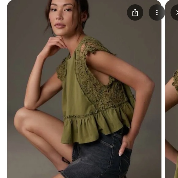 Anthropologie Tops - Anthropologie Green Baby Doll Blouse Top